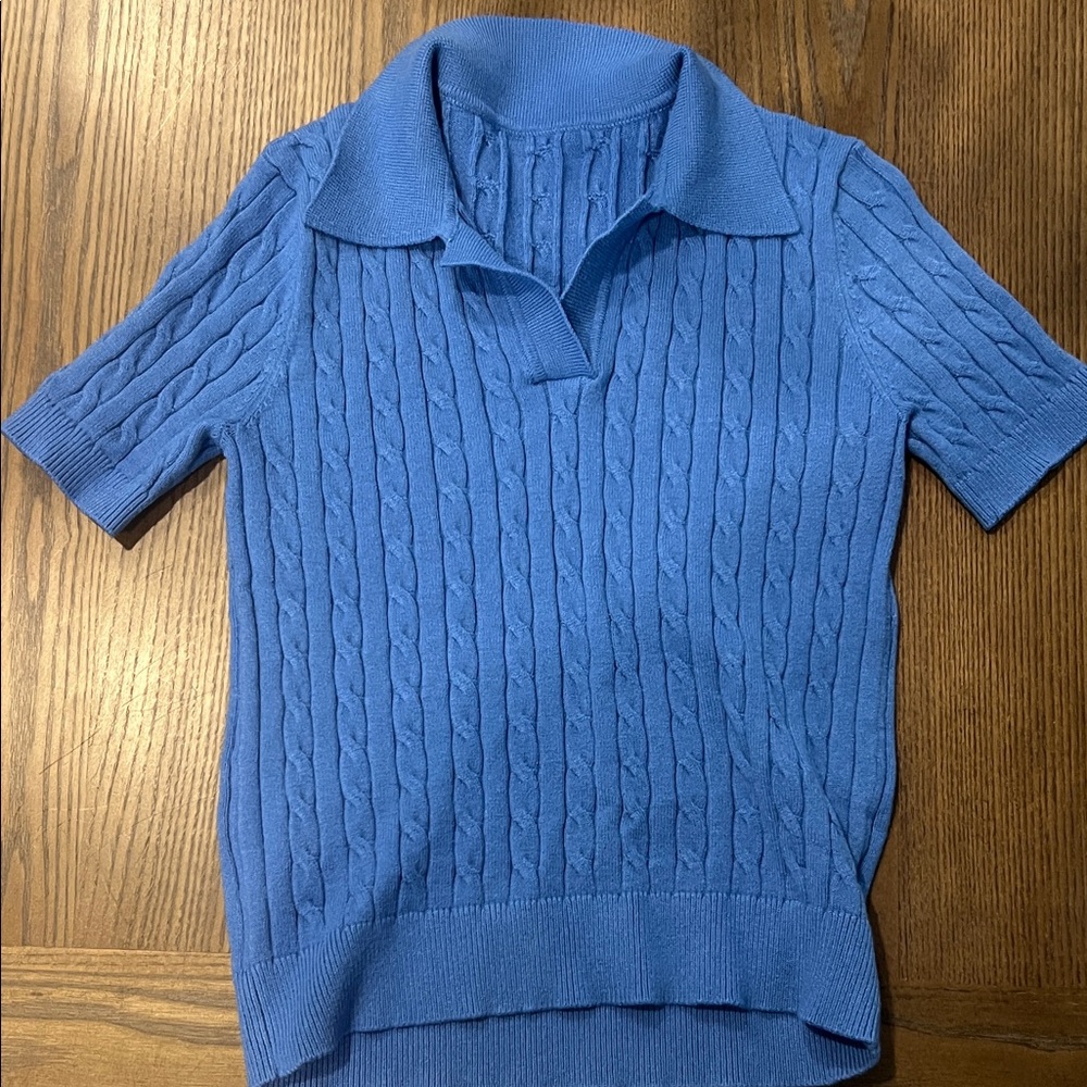 Blue Cable Knit Women's Sweater